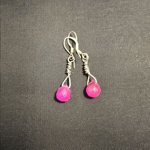 Handmade messy-wrap style pink crystal drops